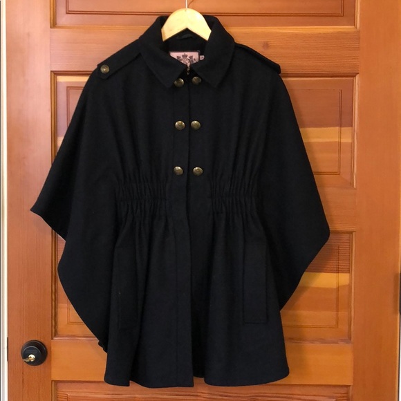 New vintage Juicy Couture wool military cape capelet poncho shawl jacket coat - Picture 9 of 14